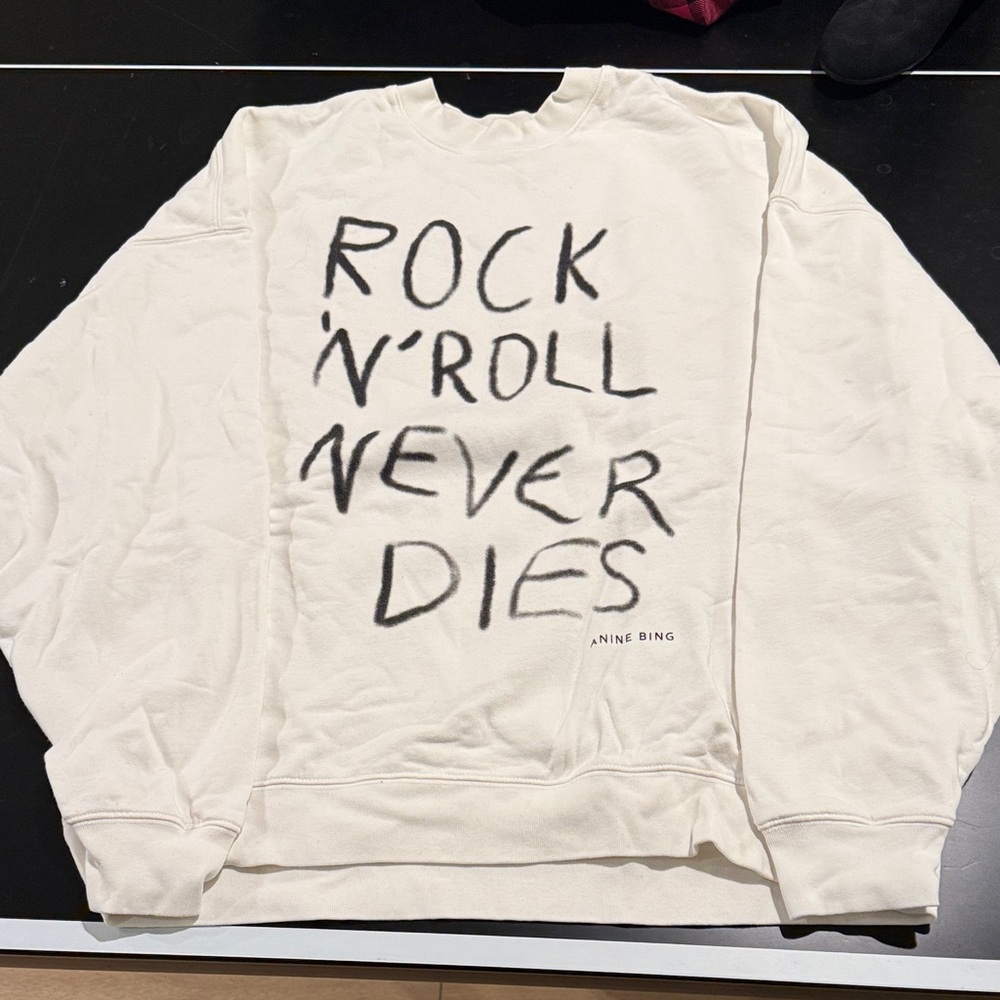 Anine Bing 'Rock N' Roll Never Dies' Off-White Women’s Sweatshirt